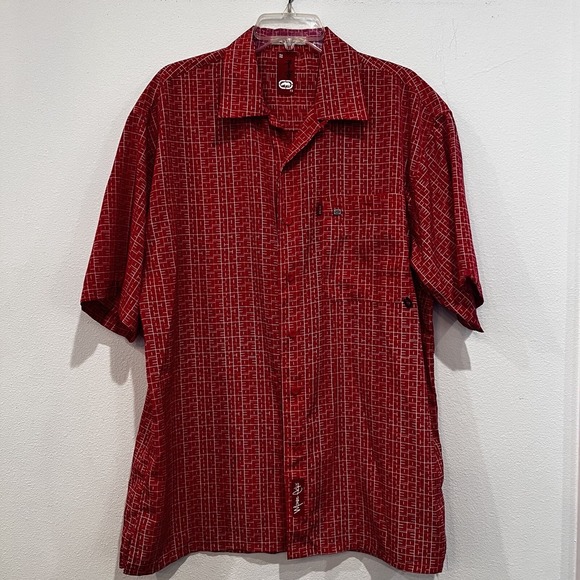 Vintage Marc Ecko Shirt Mens L Large Poppy Red White Geo American Streetwear 90s - Picture 1 of 6